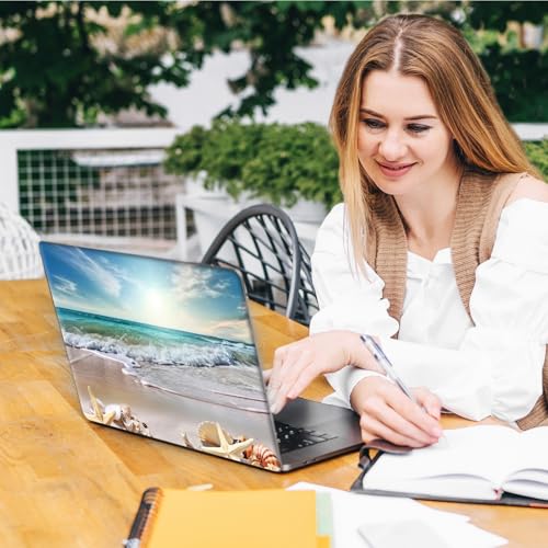 Laptop Skin Sticker Decal, Universal Reusable Vinyl Laptop Cover for 12" 13" 13.3" 14" 15" 15.4" 15.6" Notebook PC, Reusable Waterproof Scratch-Resistant with 2 Wrist Pads,Starfish Beach - color: Starfish Beach