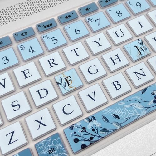 Keyboard Cover for HP Envy x360 15m-bp/bq /2020 2019 HP Pavilion 15/ HP Pavilion x360 15.6” Series/HP Envy 17 17.3" Series/HP Laptop 15t 17t 17-ca0011nr 17-by0040n, Gray Blue Flowers - color: Gray Blue Flowers