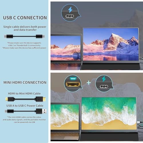 Portable Monitor 18.5 Inch IPS Display, FHD 1080p 100Hz 100% sRGB Laptop Screen Extender, HDR HDMI USB-C VESA Travel Monitor for Laptop PC Mac Phone, PS4/5, Xbox, Switch