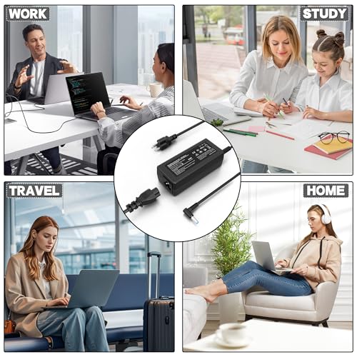 Laptop Charger Compatible with HP Laptop 65W 45W Computer Charger Smart Blue Tip Power Adapter - color: Black2