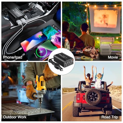 Nilight 300W Power Inverter 1 with PD 65W USB C & QC3.0 12V DC to 110V AC | Car Converter for Phones Tablets Laptop Computer Game Console Kindle iPad DVD Players Black - color: 300W USB+PD 110V Outlet*2