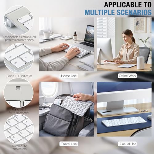 Wireless Keyboard, 78 Keys 2.4G Bluetooth Thin Lightweight Silent Keyboard for Laptop/PC/Tablet/Desktop/Smart TV - color: Silver