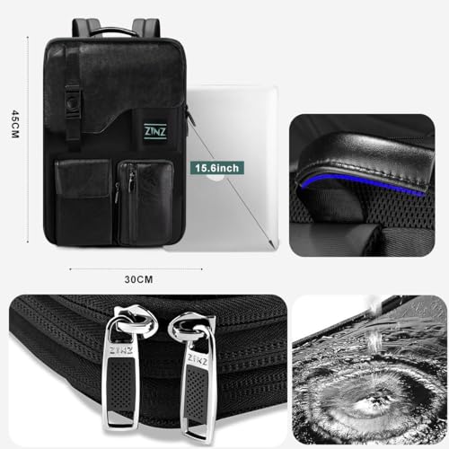 Slim & Expandable Laptop Backpack 15.6 Inch, Computer Rucksack Water Resistant Bag, Anti-Theft Travel Daypack for Men and Women-Black - color: Black