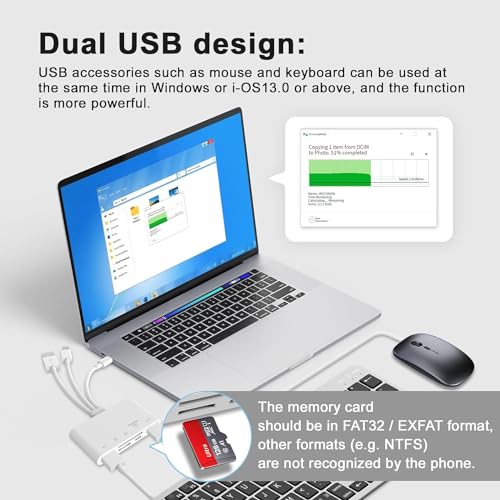 5-in-1 Memory Card Reader, USB OTG Adapter & TF SD Card Reader for Phones, CYZFOWDUO USB C and USB A Devices with Micro SD &TF Card Slots, Supports SD/Micro SD/SDHC/SDXC/MMC Charging for iPhone/Pad