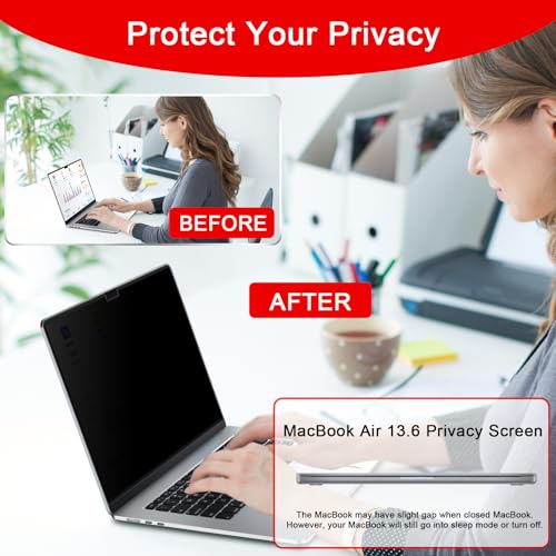 Magnetic Privacy Screen for Macbook Air 13.6 Inch (2022-2026, M2,M3,M4,M5) - size: macbook air 13.6 inch