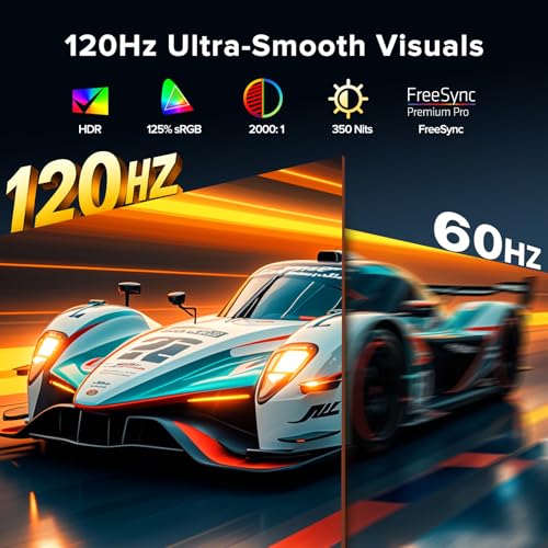 Portable Monitor 18.5'' 120Hz Gaming Monitor, 125%sRGB | 2000:1 | HDR| FreeSync Travel Monitor for Laptop Mac-Book PC, Built-in Stand & Speakers, VESA, USB HDMI Large Second Screen for Game Office - size: 18.5"