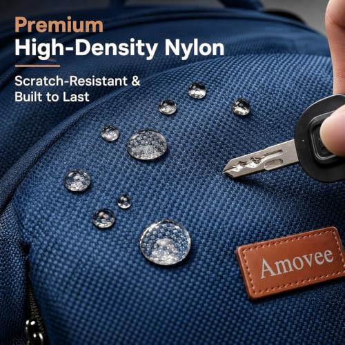 Amovee Travel Laptop Backpack 17.3 Inch, Water Resistant Anti-Theft Computer Bag with Hidden Pocket & Luggage Strap, Airline Approved Carry-On Bookbag for Men Women, Perfect for Flying & Vacation - color: Navy Blue