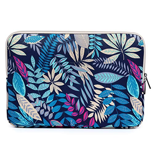 BSLVWG 10 Inch Laptop Sleeve Multi-Color & Size Choices Case/Water-Resistant Neoprene Notebook Computer Pocket Tablet Briefcase Carrying Bag/Pouch Skin Cover - color: Blue Leaves, size: 10 inch