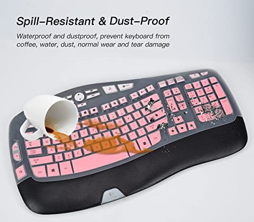 CaseBuy Keyboard Cover for Logitech K350 MK550 MK570 Wireless Wave Keyboard, Ultra Thin Silicone Protector Skin for Logitech K350 MK550 MK570 Keyboard -Ombre Pink - color: Ombre Pink