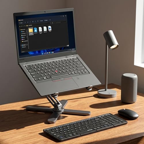 Model-X 2.0 Laptop Stand, Laptop Stand for Desk Adjustable Height | 360 Rotating Laptop Riser Aluminum Portable Foldable Computer Stand for MacBook Pro Air 10–17 in (Royal Gray) - color: Royal Gray