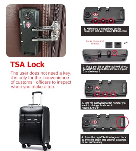 feilario Waterproof PVC Business Carry On Luggage, TSA Lock, Spinner Wheels | Hidden aluminum alloy handle, laptop pocket and magnetic front pocket keep business essentials smooth through airports - color: Black