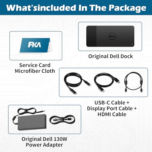 WD19S Dell Docking Station, USB-C/USB-A Dock WD19S, 180W Power Adapter + 130W Power Delivery, with FKA HDMI and DP Cable, Support Dual/Triple Monitor & 4K Displays, New - 3 Year Warranty - style: WD19S-180W