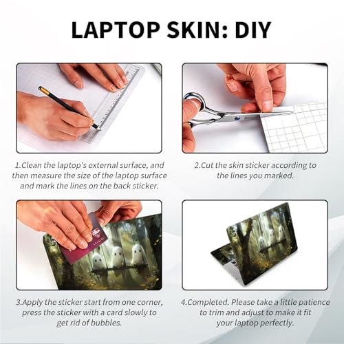 Universal Laptop Skin, DIY Cut-to-Fit Vinyl Cover Compatible with HP, Dell, Lenovo, Mac (13.3" to 15.6"), Anti-Scratch, No Residue & Bubble-Free Protective Decal Sticker, Cute Ghost Forest Swing - color: Cute Ghost Forest Swing