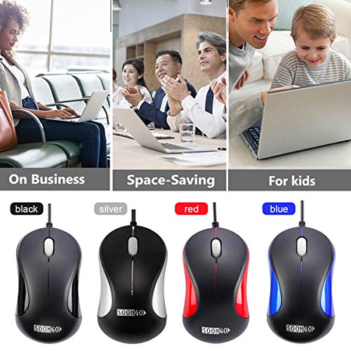 USB Mouse 2 Pack Computer Mouse Ergonomic Optical Wired Mice for Office and Home,Compatible with Computer Laptop PC Desktop Silver by SOONGO - color: Silverdouble
