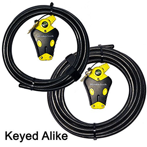 Master Lock - Two Python Adjustable Cable Locks Keyed Alike, 1-12ft, 1-20ft, 8413KACBL-1220 - size: 1-12 ft, 1-20 ft
