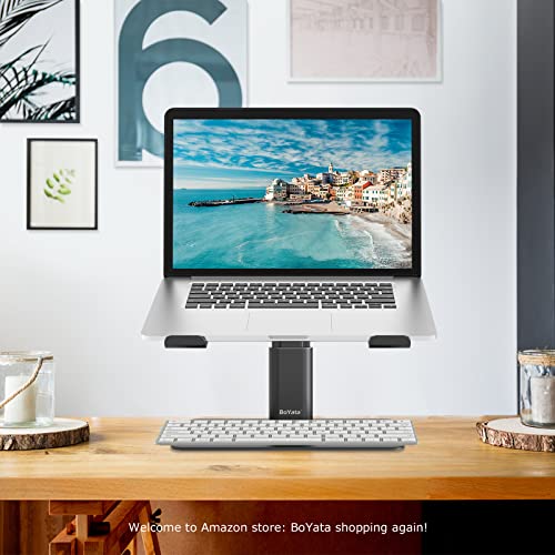 BoYata Laptop Stand, Ergonomic Aluminum Height Adjustable Computer Stand Laptop Riser Holder for Desk, Compatible with MacBook Pro/Air, Dell, Lenovo, HP, Samsung, More Laptops 11-17" - color: Black