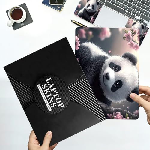 Universal Laptop Skin Sticker with 2 Wrist Pad Decals, 3-Piece Removable Vinyl Laptop Cover, Panda Sakura Waterproof Anti-Scratch, Easy-Trim Fit for 13.3" 14" 15.6" Laptops - color: Panda Sakura