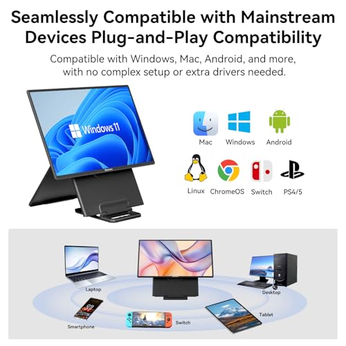 Blackview 24" Large Portable Monitor,1080P FHD 100Hz IPS Laptop Monitor Extender with Rotating Stand & VESA, Built-in Speakers, Portable Second Screen with USB-C HDMI for Work Gaming Office Home - size: 24"
