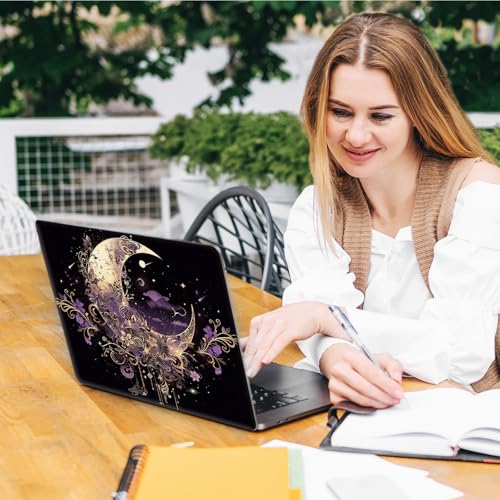 Laptop Skin Sticker Decal, Universal Reusable Vinyl Laptop Cover for 12" 13" 13.3" 14" 15" 15.4" 15.6" Notebook PC, Waterproof Scratch-Resistant with 2 Wrist Pads, Easy to Apply & Remove,Art Moon - color: Art Moon