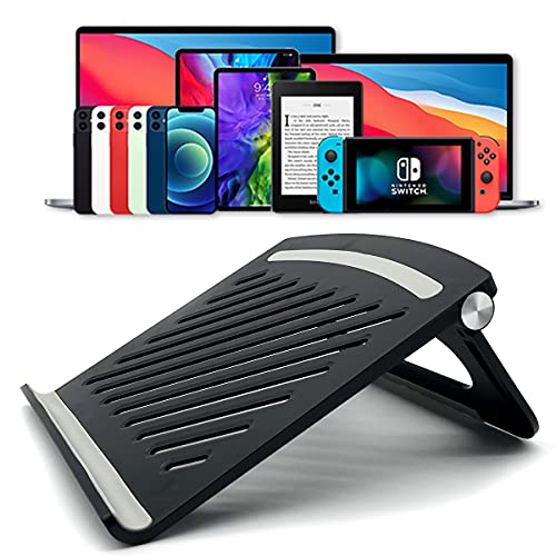 Laptop Stand for Desk Stable Foldable Adjustable Multi-Angle Computer Desktop Holder Ventilated Lapdesks Riser for Mackbook, Lenovo, Dell, iPad, HP - Within 17' (Black) - color: black