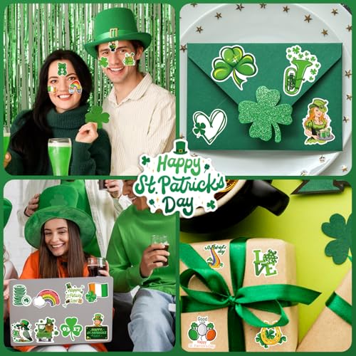 XZENTIRA 105 PCS St Patricks Day Stickers, Vinyl Waterproof Shamrock Stickers Irish Day Decals, St Patricks Day Decorations Party Supplies, Spring Stickers for Water Bottle Laptop Gift Crafts Windows - style: St. Patricks Day