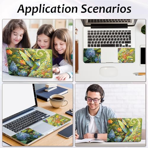 Laptop Skin 12.1-15.6 inch Removable Universal Reusable Laptop Sticker Decal,Waterproof No Residue Vinyl Cover,Scratch-Resistant Cuttable Full Wrap Sticker for Notebook, Green Bird Hummingbird Floral - color: Green Bird Hummingbird Floral