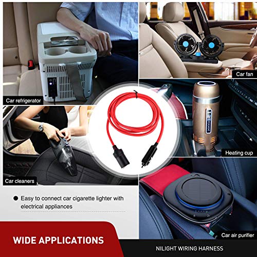 Nilight 10003W 14 Ft Male-to-Female Extension Cord Cable Heavy Duty 12V/24V Car Charger with Cigarette Lighter Socket,2 Years Warranty, red - color: 14ft Cigarette Lighter Red