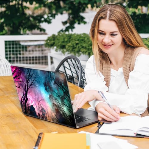 Laptop Skin Sticker Decal, Universal Reusable Vinyl Laptop Cover for 12" 13" 13.3" 14" 15" 15.4" 15.6" Notebook PC, Reusable Waterproof Scratch-Resistant with 2 Wrist Pads,Galaxy Forest Tree - color: Galaxy Forest Tree