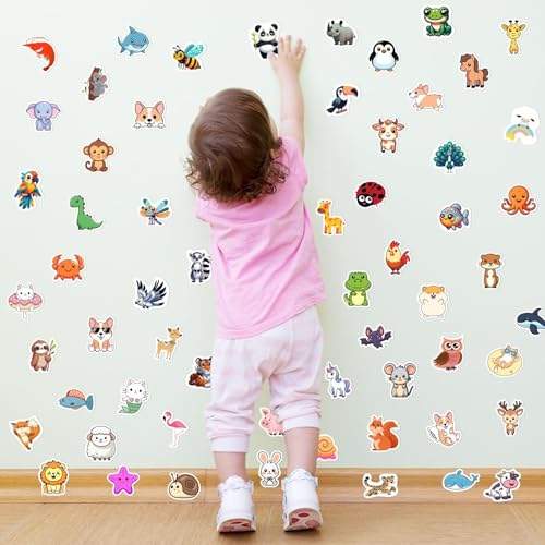 RINOLY 100 PCS Water Bottle Stickers for Kids,Waterproof Vinyl Animal Stickers for Kids,Skateboard,Laptop Stickers for Girls Boys Classroom Prizes | Vinyl Stickers Kids Girls Boys,Back to School,Classroom Prizes,Party Favors,Christmas Stocking Stuffers,Ea