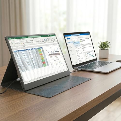 15.6 Inch Portable Monitor FHD 1080P IPS Display with USB C and HDMI Ultra Slim Travel Screen Extender for Laptop and Gaming