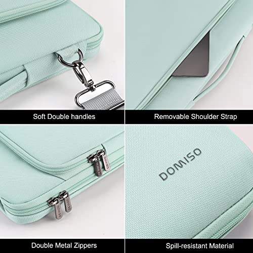 DOMISO 14 inch Laptop Case Sleeve Protective Cover Compatible with MacBook Air 15 M4 M3 M2,MacBook Pro,14-15 inch HP Dell ASUS Lenovo Chromebook,Waterproof Computer Bag with Shoulder Strap,Mint Green - color: Mint Green, size: 14 inch