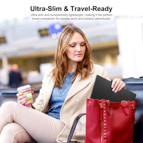 Portable Monitor 14 Inch 1200P USB-C HDMI Ultra-Slim Travel Monitor with Kickstand, Compatible with Xbox, Laptop, PC, Mac Phone, PS, Swich IPS Ultra-Thin Zero Frame Gaming Monitor - size: 14" 1200P