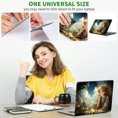 Laptop Skin Sticker Decal, Universal Protective Cover Fit 12 13 14 15.6 Inch Notebook, Reusable Water-Resistant Vinyl Decal w/ 2 Wrist Pads for Business Travel Office, Cloud Girl - color: Cloud Girl