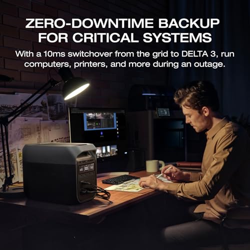EF ECOFLOW Solar Generator Delta 3 with 220W Bifacial Panel, 1024Wh 1800W | Portable Power Station, LFP Battery 1800W AC/100W USB-C Output, Full Charge in 56 Min for Home Backup Power, Camping & RVs - style: DELTA 3+220W