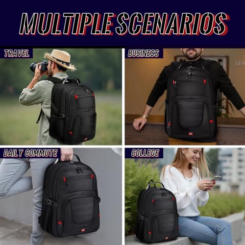 55L Gaming Laptop Backpack, Fits 18.4-19" Laptop, Black | 180° TSA-Friendly Carry On Design with Padded Laptop Compartment, Water-Resistant, Adjustable Strap, Handle for Men Women - color: Black, size: 18.4 Inch(21.6"x15.4"x9.8")