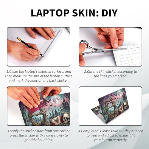 Universal Laptop Skin, DIY Cut-to-Fit Vinyl Cover Compatible with HP, Dell, Lenovo, Mac (13.3" to 15.6"), Anti-Scratch, No Residue & Bubble-Free Protective Decal Sticker, Gothic Zombie Heart - color: Gothic Zombie Heart