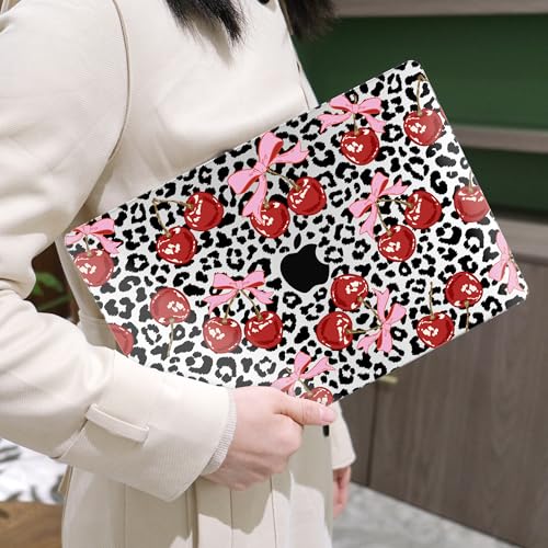 MEEgoodo Case for M5/M4/M3/M2 MacBook Air 13 inch Case 2026 2025 2024 2022, Fit Model A3449/A3240/A3113/A2681, Laptop Hard Shell Compatible with MacBook Air 13.6-inch, Leopard & Cherry - color: Leopard & Cherry