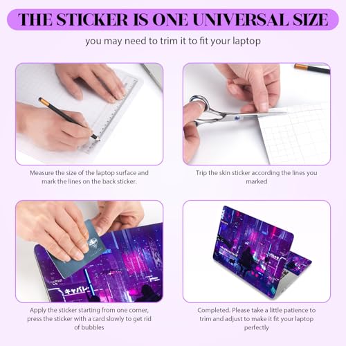 Anime Neon Laptop Notebook Skin Sticker Cover Decal, 12 13 13.3 14 15 15.4 15.6 inch Laptop Vinyl Skin Sticker Cover Art Protector Decal Universal, Purple Warrior Cat - color: Purple Warrior Cat
