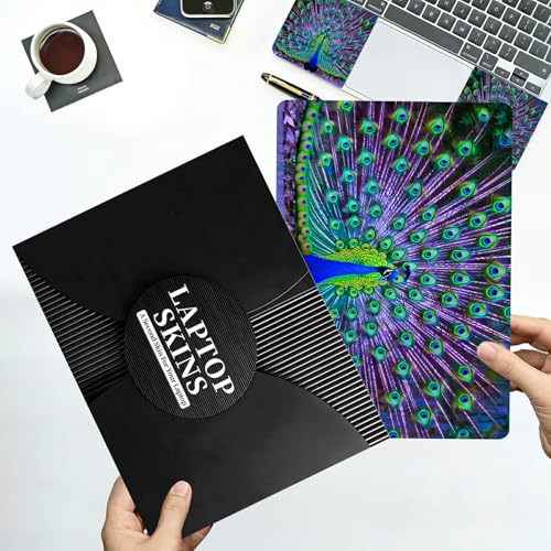 Universal Laptop Skin Sticker with 2 Wrist Pad Decals, 3-Piece Removable Vinyl Laptop Cover, Peacocks Waterproof Anti-Scratch, Easy-Trim Fit for 13.3" 14" 15.6" Laptops - color: Peacocks