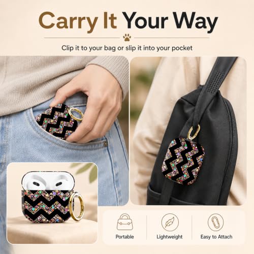 Compatible with AirPod 4 Case 2024, Cute Hard Plastic Protective Cover for Airpod 4th Generation Women, Shockproof Shell Skin with Gold Ring Keychain,Colorful Dots Camouflage - color: Colorful Dots Camouflage
