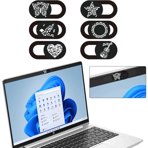 6Pcs 6 Styles Laptop Camera Cover Music Notes Privacy Guard Accessories, 0.04 Inch Ultra Thin Webcam Cover Protector Blocker for Desktop Computer Tablet Notebook Mini PC Home Office Use - color: Musical Note