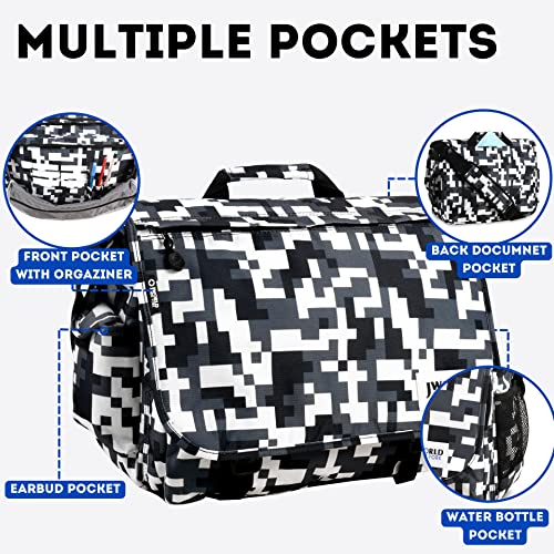 J World New York Thomas Laptop Messenger Bag for Women & Men. Kids Computer Bookbag - color: Camo