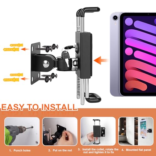 Lockable Tablet Wall Mount, Anti-Theft Tablet Holder for Shopping Malls for 7"-12.9", for Shopping Malls, Offices, Exhibition Halls, Conference Rooms