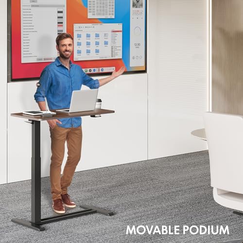 FLEXISPOT H7 32" Pneumatic Height-Adjustable Overbed Table with Wheels | C-shaped bedside table,Medical End Table,Rolling Cart TV Tray,Laptop desk for Hospital Home use,31.5"W x 17.7"D,Mahogany - color: Mahogany, size: Large