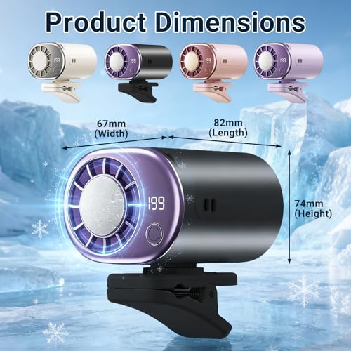 2026 Personal Portable Car Clip-On Air Conditioner Fan with 360° Rotation 199 Speeds Adjustable USB Rechargeable LED Display for Office Car Outdoor Beach (White) - color: White