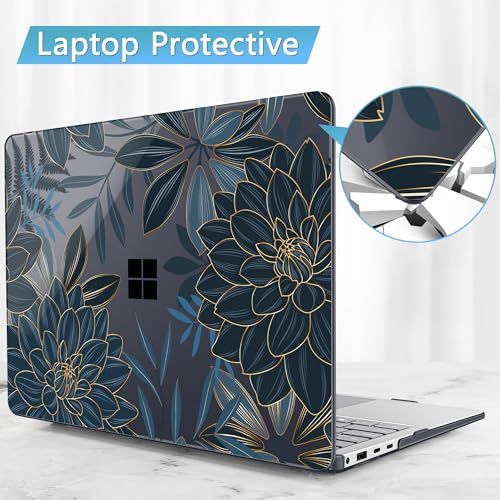 Mektron Case for 13.8" Microsoft Surface Laptop 8/7 (2026/2024) Surface Laptop 13.8 Inch Cover Fits Model 2036, Keyboard Cover +Screen Protector +Dust Plugs, Dahlia Flower C035 - color: Dahlia Flower C035