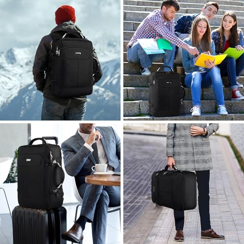 VECKUSON 40L Carry-On Backpack - TSA Approved for Flights, RFID Anti-Theft, Fits 17.3" Laptop, 19.7x13x6in, Heavy-Duty Weekender for Men/Women (Black) - color: Black
