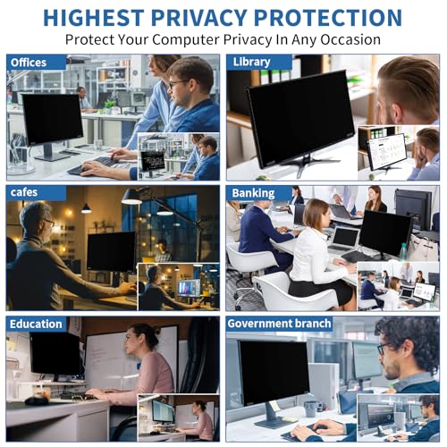 Magnetic 32 Inch Computer Privacy Screen for 16:9 Widescreen Monitor, Removable Hanging Anti-Blue Light Computer Screen Privacy Panel, Anti-UV Magnetic Attachment Monitor Privacy Screen