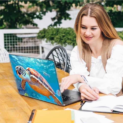 Laptop Skin Sticker Decal, Universal Reusable Vinyl Laptop Cover for 12" 13" 13.3" 14" 15" 15.4" 15.6" Notebook PC, Waterproof Scratch-Resistant with 2 Wrist Pads, Easy to Apply & Remove,Sea Turtle - color: Sea Turtle