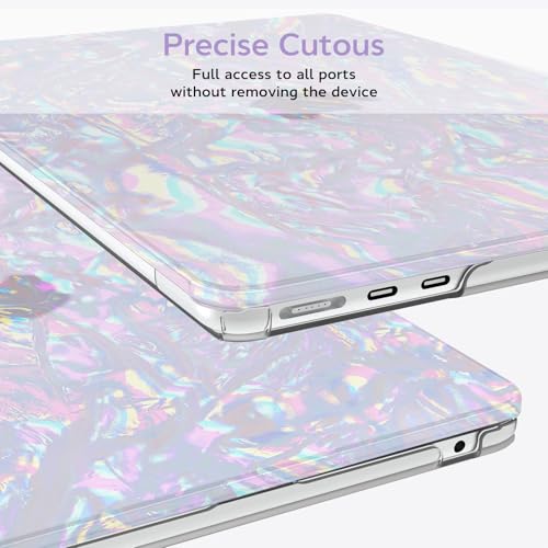 B BELK Compatible with MacBook Air 13 inch Case M5 2026 2025 2024-2022 M4 M3 M2 A3449 A3240 A3113 A2681, Plastic Hard Shell+Keyboard Cover+Screen Protector for MacBook Air 13.6 inch Case, Iridescent - color: Shiny Iridescent